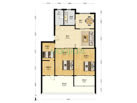 西大街74号 3室2厅1卫 112平方
