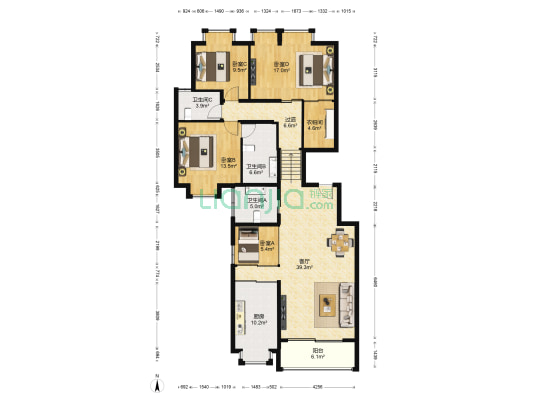 文德福花园 4室1厅3卫 153平方