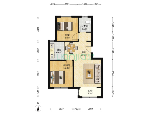 窝洛子西区 1室1厅1卫 69平方