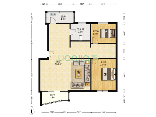 安康苑 2室1厅1卫 115平方
