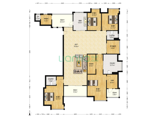 越秀星汇云锦 6室1厅4卫 268平方