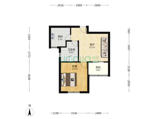 新凌家园 1室1厅1卫 54平方
