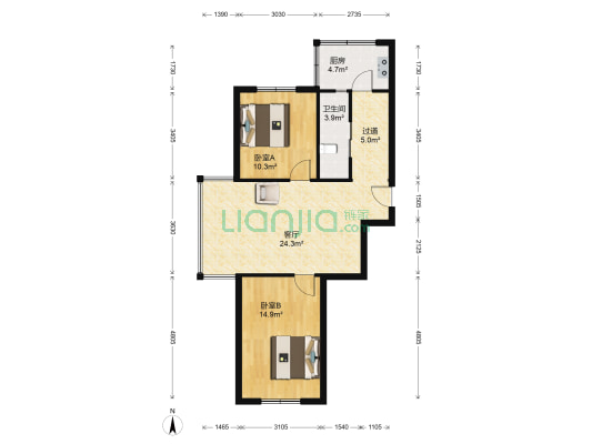 莲花新村 2室1厅1卫 83平方