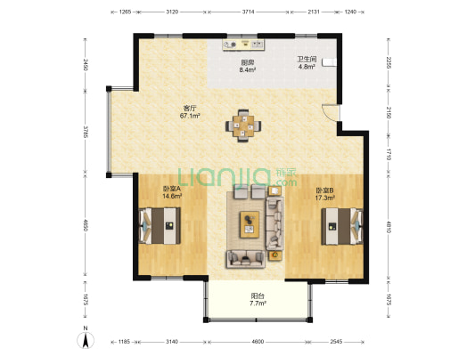 滨海龙湾 2室1厅1卫 141平方