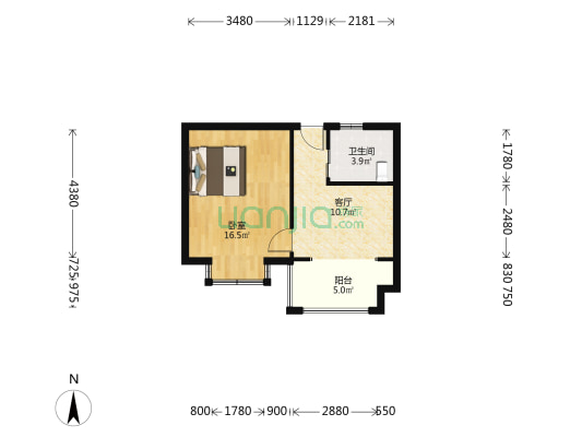香榭星城 1室1厅1卫 42平方