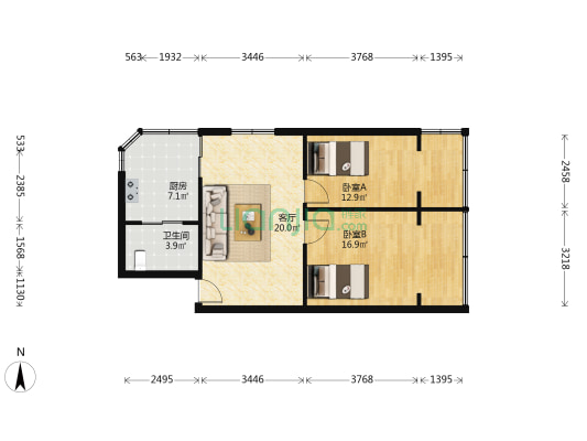 陕西路六巷 2室1厅1卫 69平方