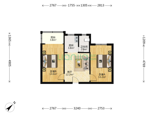 师友路4号 2室1厅1卫 54平方