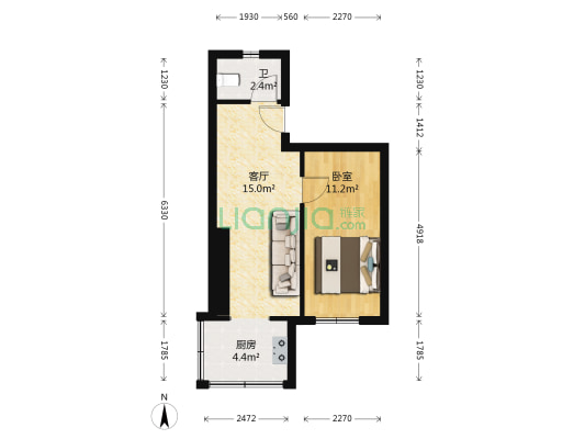 建化街 1室1厅1卫 40平方