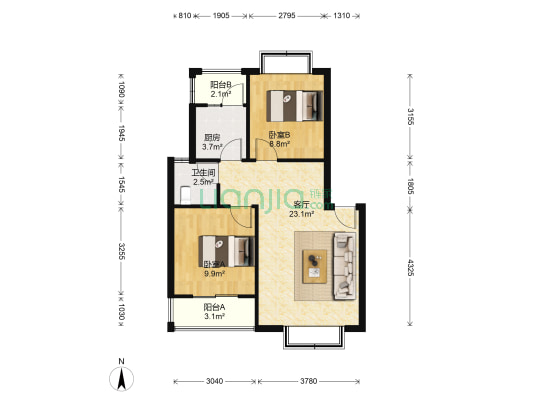 狮堰小区南区 2室1厅1卫 65平方