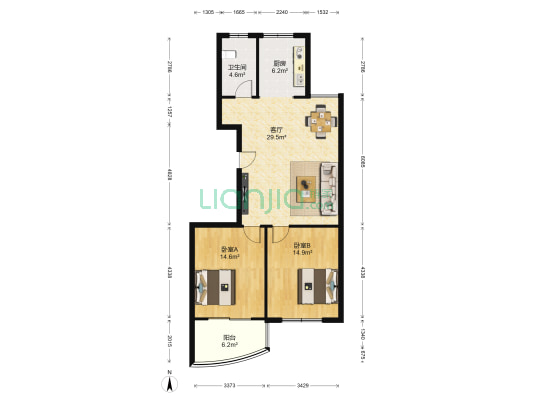 盛世华廷 2室1厅1卫 106平方
