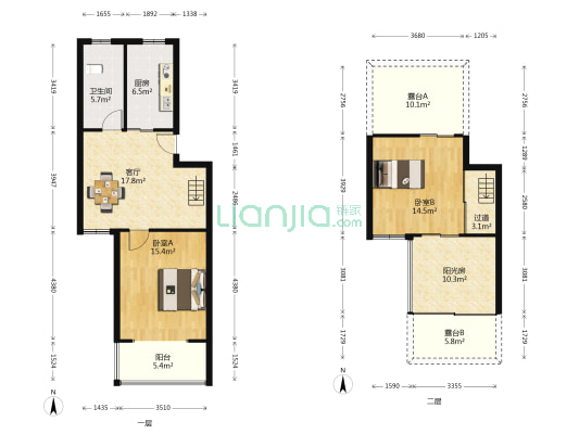 梁湖家园西区 2室1厅1卫 62平方