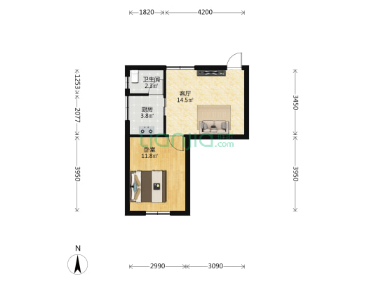 君晖苑 1室1厅1卫 45平方