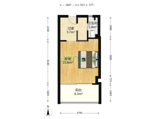 余姚天德商都 1室0厅1卫 48平方