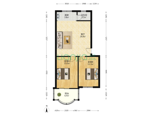 广州路小区 2室1厅1卫 80平方