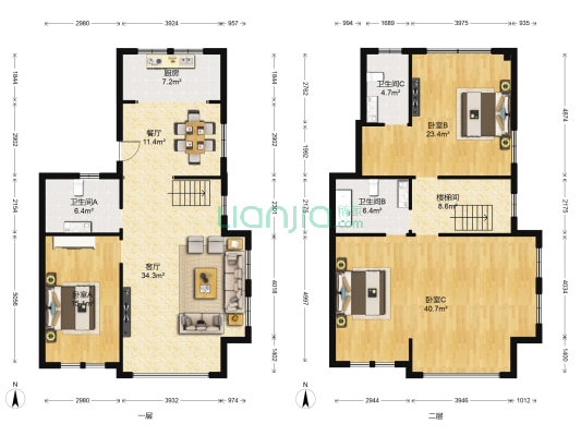 时光树花园 3室2厅3卫 213平方