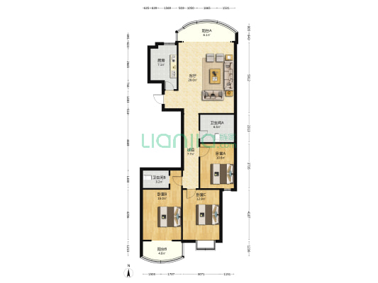 第一家小区 3室1厅2卫 143平方