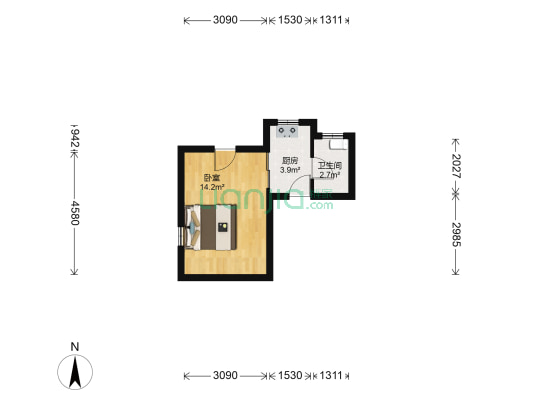 控江六村 1室0厅1卫 27平方