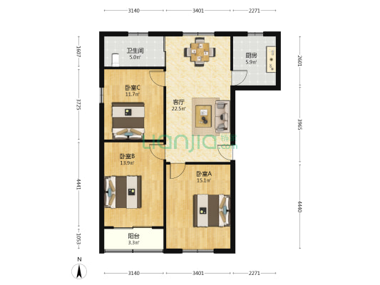 罗太路449弄 3室1厅1卫 94平方