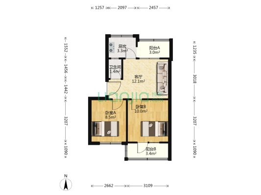 金阳小区 2室1厅1卫 53平方