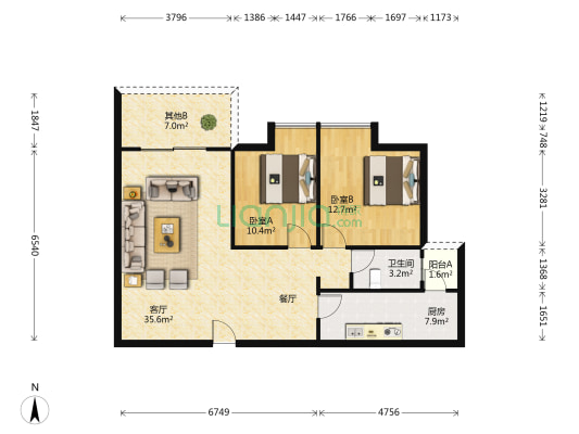 翠湖居325号小区 2室1厅1卫 96平方