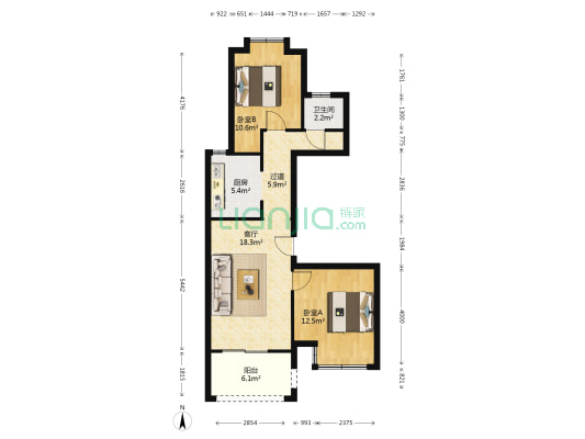 宾果公寓 2室1厅1卫 88平方