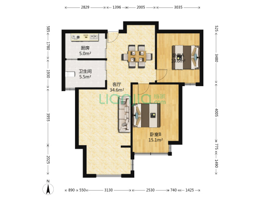 秀山湖壹號 2室1厅1卫 84平方