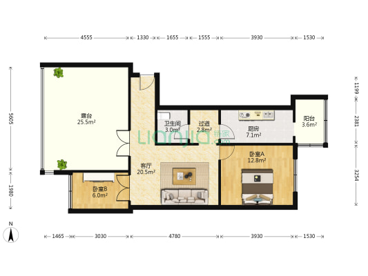 日光里 2室1厅1卫 69平方