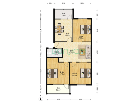 山大南路18-3号 3室2厅1卫 112平方