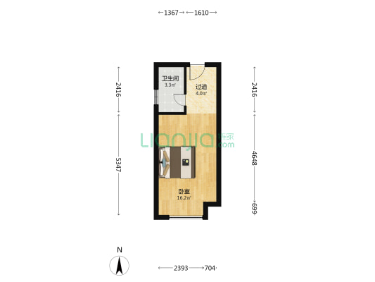 奥园城市天骄 1室0厅1卫 35平方