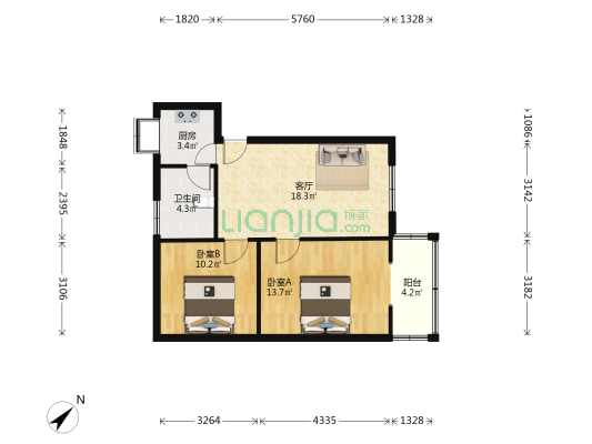 光华路4号 2室1厅1卫 67平方