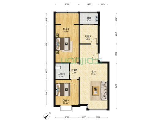 南门汽车站小区 2室1厅1卫 89平方