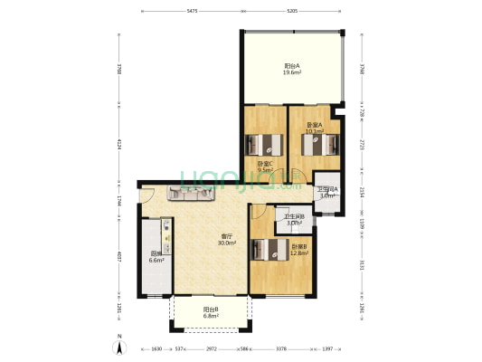 富盈山水华府 3室1厅2卫 97平方