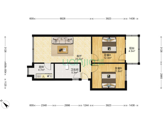 市经信委长征路37号生活区 2室1厅1卫 79平方