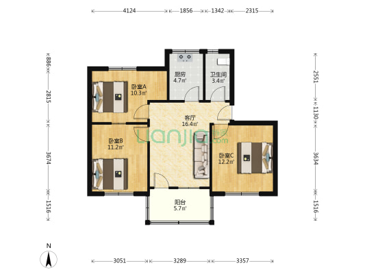 农机家属院 3室1厅1卫 67平方