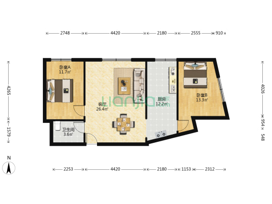 立达公寓 2室1厅1卫 96平方