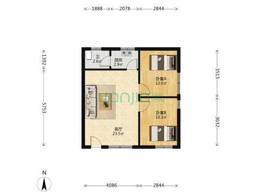 康乐大楼 2室1厅1卫 74平方