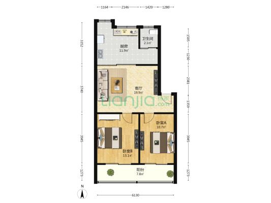 江纺住宅六区 2室1厅1卫 75平方