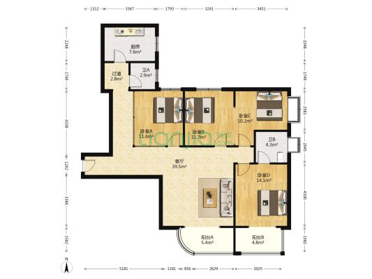 嘉盛奥美城 4室1厅2卫 142平方