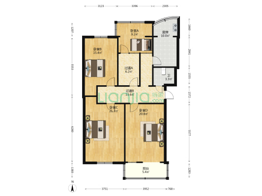 红专路53号院 4室0厅1卫 130平方