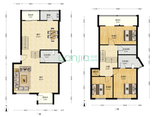 阳光新干线 3室2厅3卫 191平方