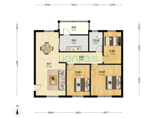 富丽楼 3室1厅1卫 97平方