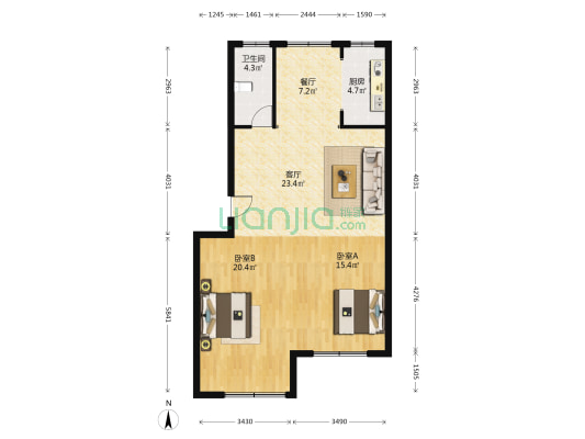 三和南苑 2室2厅1卫 148平方