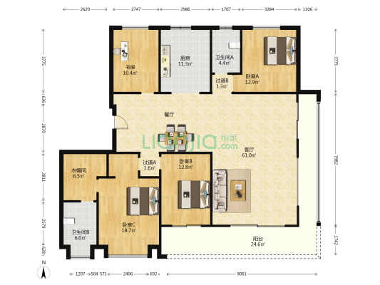 保利堂悦 4室1厅2卫 195平方