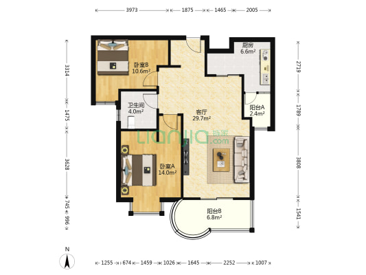 富鑫苑 2室1厅1卫 89平方