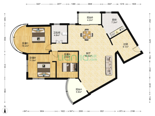 国鼎大厦 3室1厅1卫 145平方