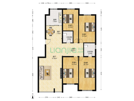 兴顺宝典 4室2厅2卫 168平方