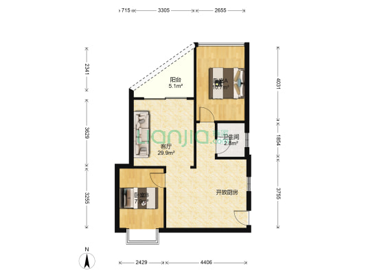 昌泰水立方 2室1厅1卫 79平方