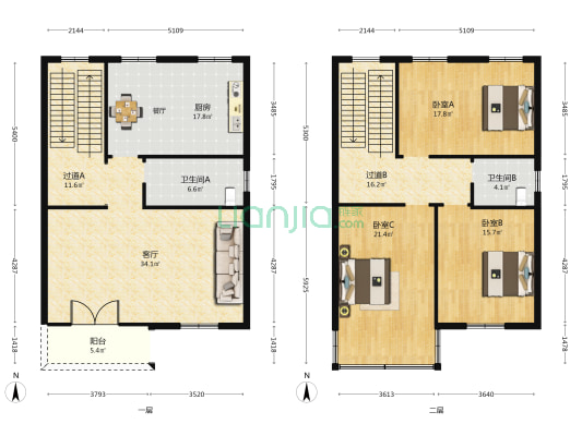 惠灵花园 3室1厅2卫 245平方