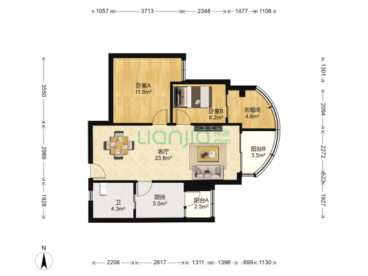 嘉怡苑 2室1厅1卫 80平方