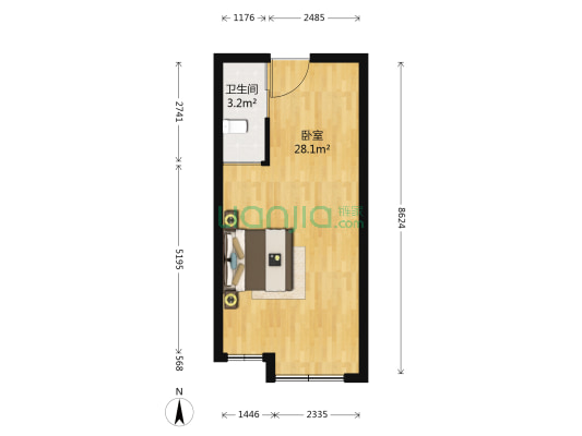 星云汇生活广场 1室0厅1卫 46平方